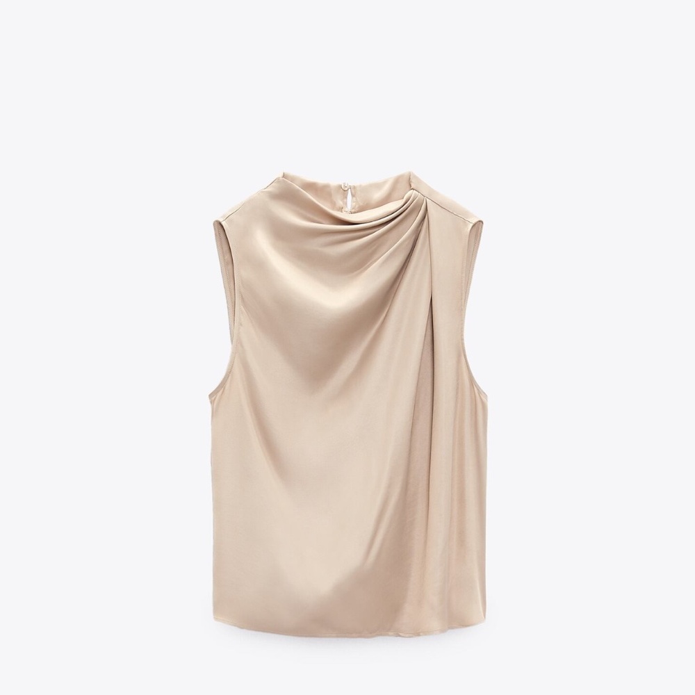 Zara Co Ord Matching Silky skirt and blouse, color cream.